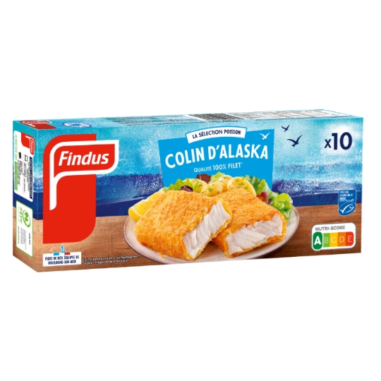 Poissons panés tranches de colin qualité 100% filet MSC FINDUS