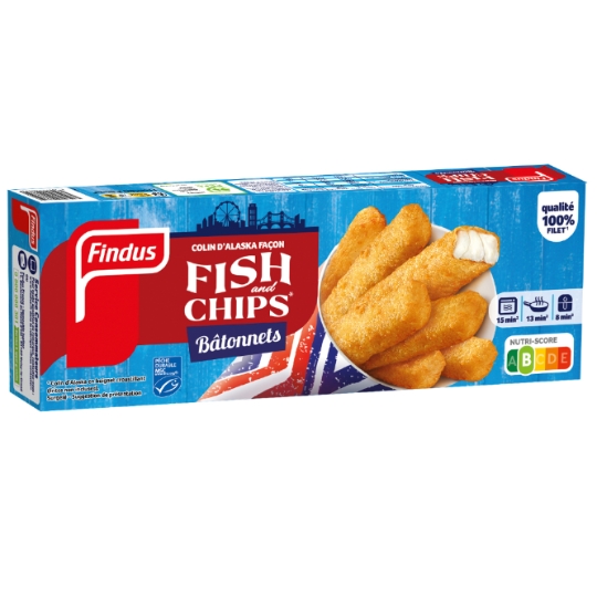 Poissons panés Colin d'Alaska MSC façon fish & chips FINDUS
