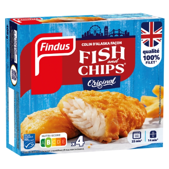 Poissons panés Colin d'Alaska MSC façon fish & chips FINDUS