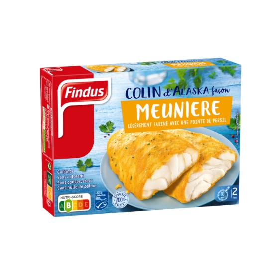 Poissons panés Colin d'Alaska MSC façon Meunière pointe de persil FINDUS