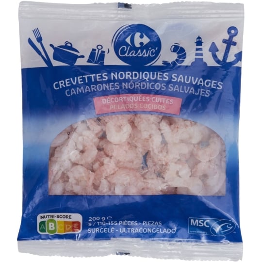 Crevettes Sauvages Nordiques Décortiquées Cuites CARREFOUR CLASSIC'