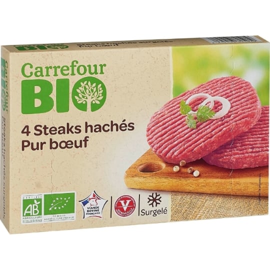 Steak haché pur bœuf  Bio CARREFOUR BIO