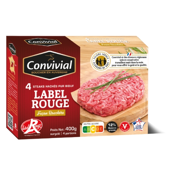 Steak haché pur bœuf 12% MG Label Rouge CONVIVIAL