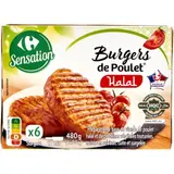 Burgers halal de poulet CARREFOUR SENSATION