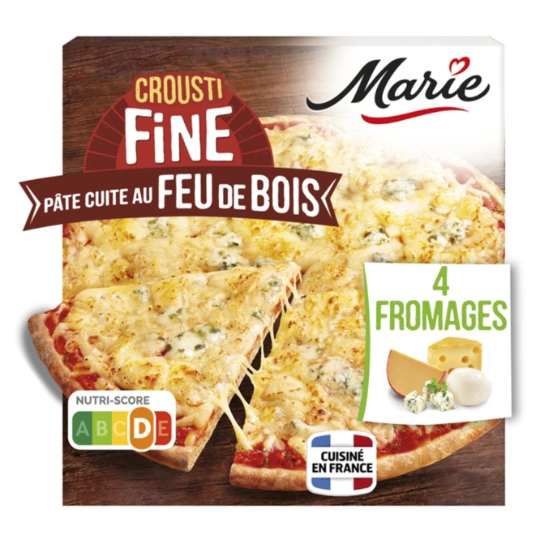 Pizza 4 Fromages Crousti Fine Pâte Cuite au Feu de Bois MARIE