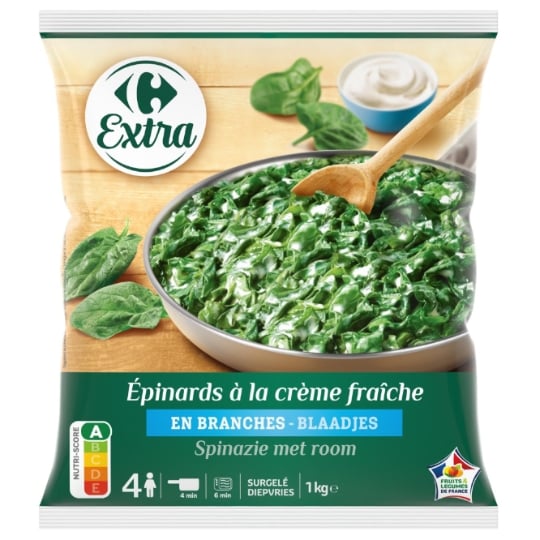 Épinards en branches à la crème en branches à la crème CARREFOUR CLASSIC'