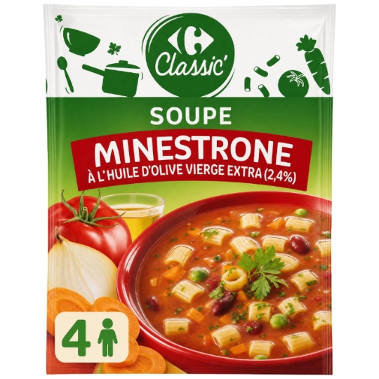 Soupe Déshydratée Minestrone à l'Huile d'Olive CARREFOUR CLASSIC'