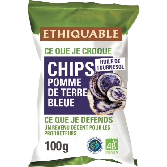 Chips pomme de terre bleues nature Bio ETHIQUABLE