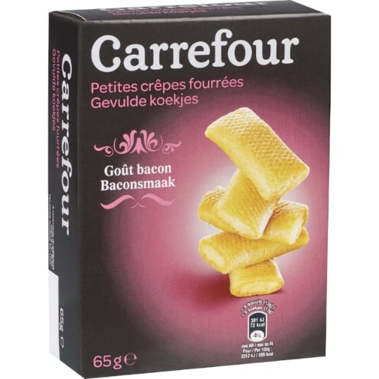 Biscuits apéritifs crêpes fourrées bacon CARREFOUR