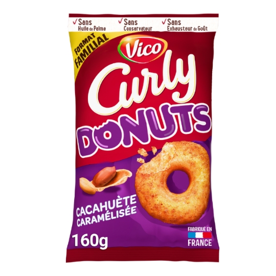 Biscuits Apéritifs Donuts Soufflés Cacahuète Caramélisée CURLY