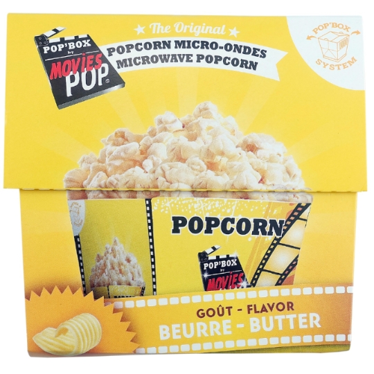 Popcorn micro ondes Pop'Box Goût Beurre MOVIES POP