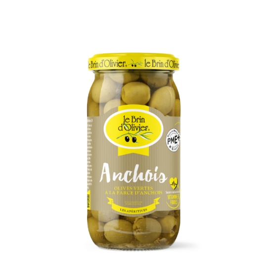 Olives Vertes farce anchois LE BRIN D'OLIVIER