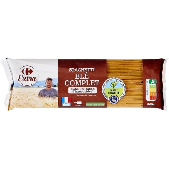 Pâtes spaghetti blé complet CARREFOUR EXTRA