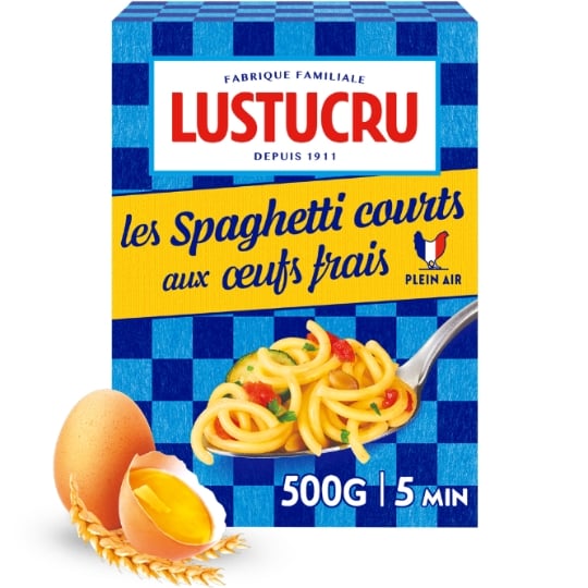 Pâtes Spaghetti Courts aux Œufs Frais LUSTUCRU