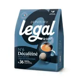 Café Dosettes Décaféiné sans solvant Intensité 6 Compatibles Senseo® LEGAL