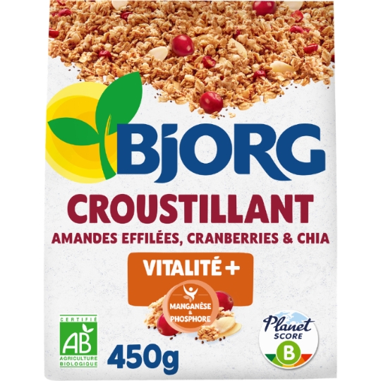 Céreales Croustillant amandes effilées, cranberries & chia BJORG