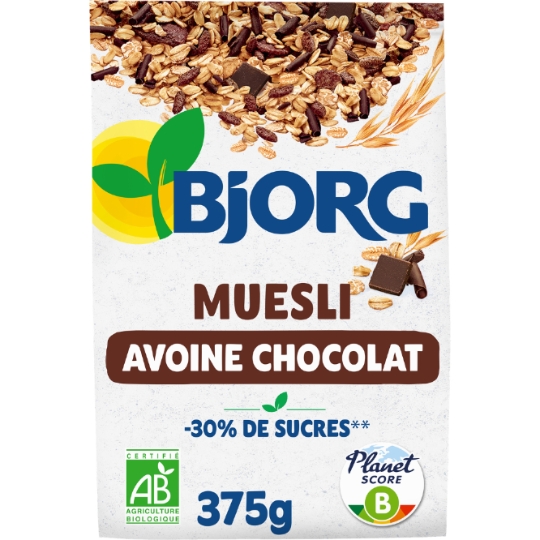 Muesli Avoine Chocolat -30% de Sucre Bio BJORG
