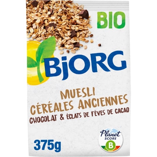 Muesli Céréales Anciennes Chocolat et Eclats de Fèves de Cacao Bio BJORG