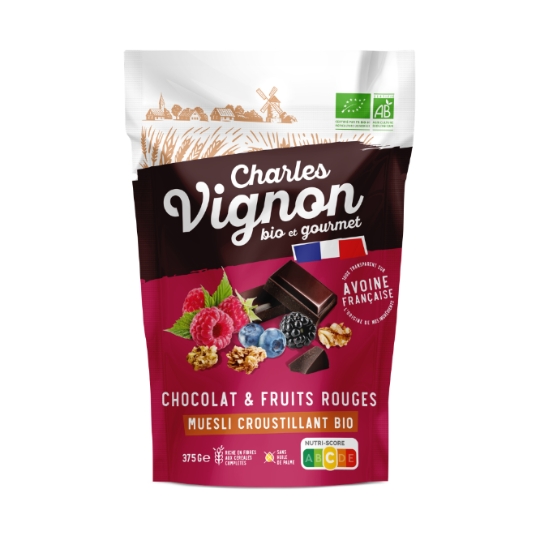 Muesli Croustillant Chocolat et Fruits Rouges Bio CHARLES VIGNON
