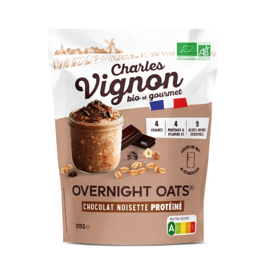 Porridge Overnight Oat Chocolat Noisette Proteiné Bio CHARLES VIGNON