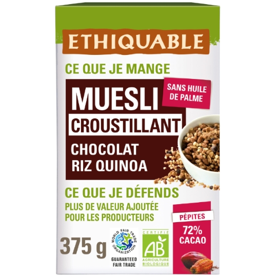 Muesli Croustillant Chocolat Noir Quinoa Bio ETHIQUABLE