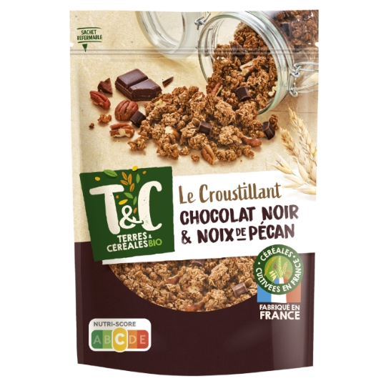 Granola Croustillant Chocolat Noir et Noix de Pécan Bio TERRES & CEREALES BIO