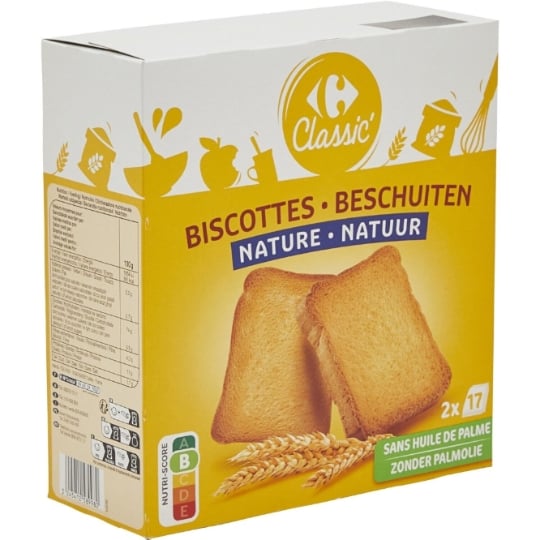 Biscottes Nature CARREFOUR CLASSIC'