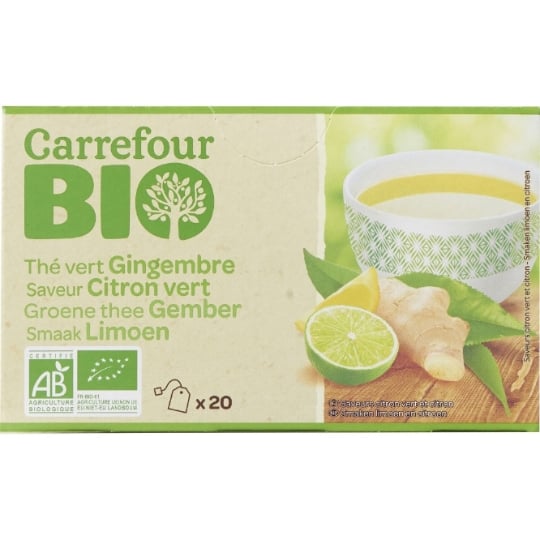 Thé Vert gingembre citron Bio CARREFOUR BIO