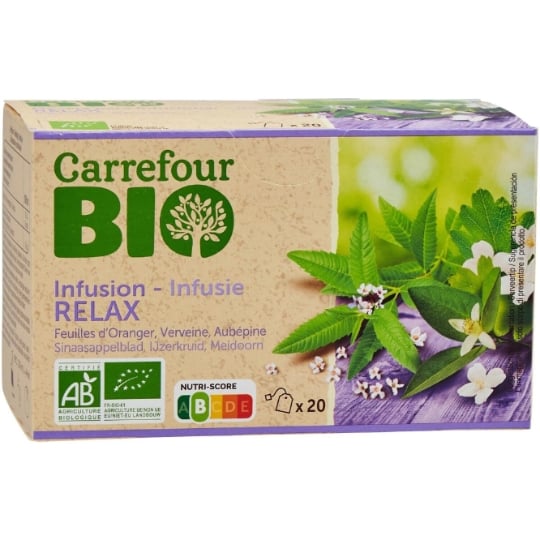 Infusion Feuille d'Oranger Verveine et Aubépine Relax Bio CARREFOUR BIO