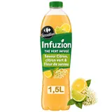 Boisson Thé Vert Infuzion Saveur Citron, Citron Vert et Fleur de Sureau CARREFOUR SENSATION