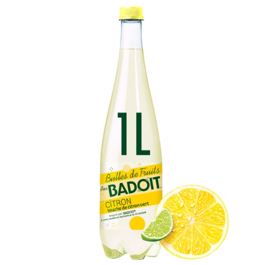 Eau Gazeuse Aromatisée Citron Citron Vert Bulles de Fruits BADOIT