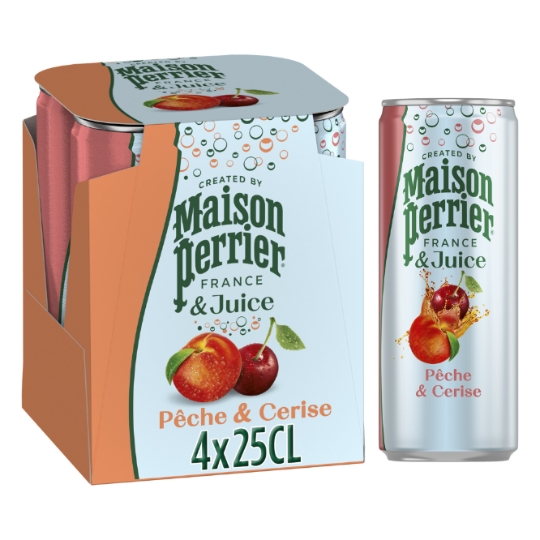 Eau Gazeuse Aromatisée Pêche Cerise MAISON PERRIER