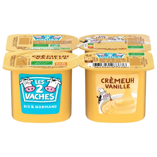 Crème dessert  vanille Bio LES 2 VACHES