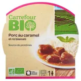 Plat cuisiné  porc au caramel riz Bio CARREFOUR BIO