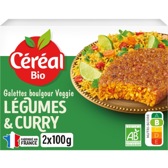 Galette Boulgour Veggie Légumes & Curry CEREAL BIO