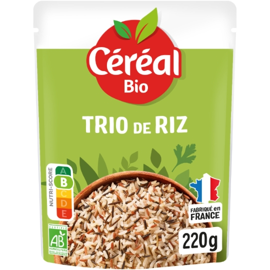 Riz micro-ondes Bio trio  au naturel 2mn CEREAL BIO