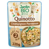 Plat cuisiné quinoa champignons parmesan quinotto Bio JARDIN BIO ETIC