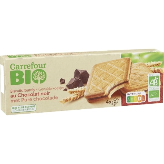 Biscuits Goûters Fourrés Chocolat Noir Bio CARREFOUR BIO