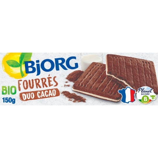 Biscuits bio Fourrés Duo cacao BJORG