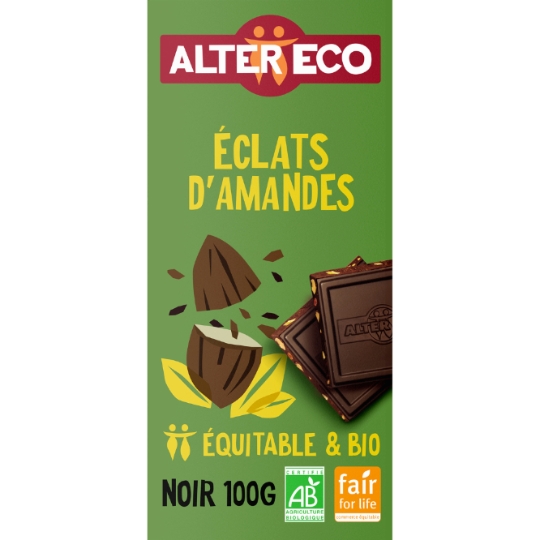 Tablette de Chocolat Noir Eclats d'Amandes Bio ALTER ECO