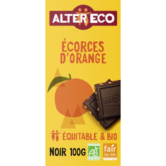 Tablette de Chocolat Noir Ecorces d'Oranges Bio ALTER ECO