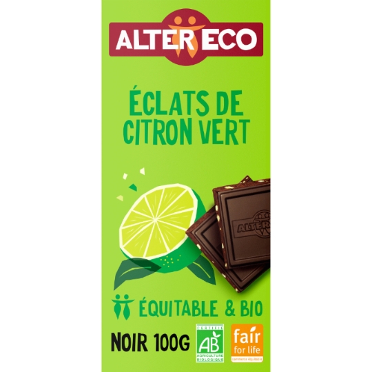 Tablette de Chocolat Noir Eclats de Citron Vert Bio ALTER ECO