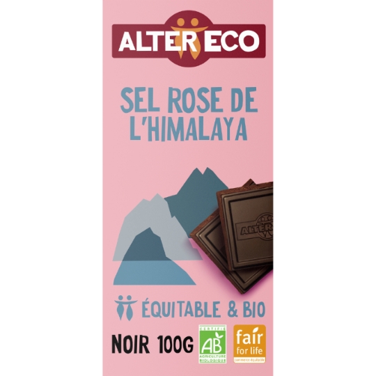 Tablette de Chocolat Noir Sel Rose de l'Himalaya ALTER ECO