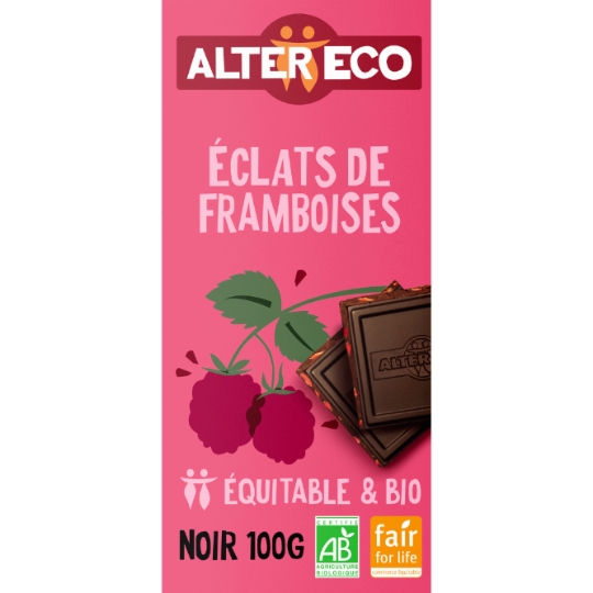 Tablette de Chocolat Noir Eclats de Framboises Bio ALTER ECO