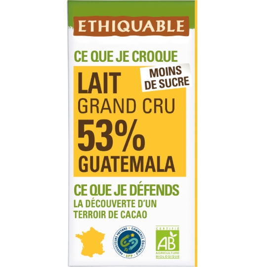 Tablette de Chocolat Lait Bio ETHIQUABLE