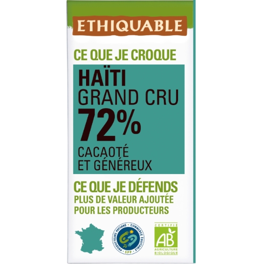 Tablette de Chocolat Noir 72% Bio ETHIQUABLE