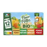 Compote pomme, fraise, poire, abricot bio sans sucres ajoutés POM'POTES