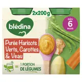 Plat bébé dès 6 mois Haricots verts Carottes Veau BLEDINA