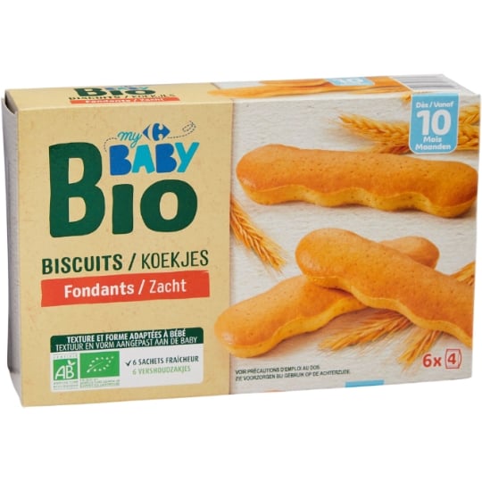 Biscuits Bébé dès 10 mois Fondant Bio CARREFOUR BABY