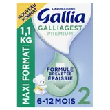 Lait bébé En Poudre 2ème Âge Dès 6 Mois Formule Brevetée Épaissie Galliagest Premium GALLIA